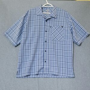 Blackhawk Warrior Wear blue plaid shirt sleeved button down shirt. Size large